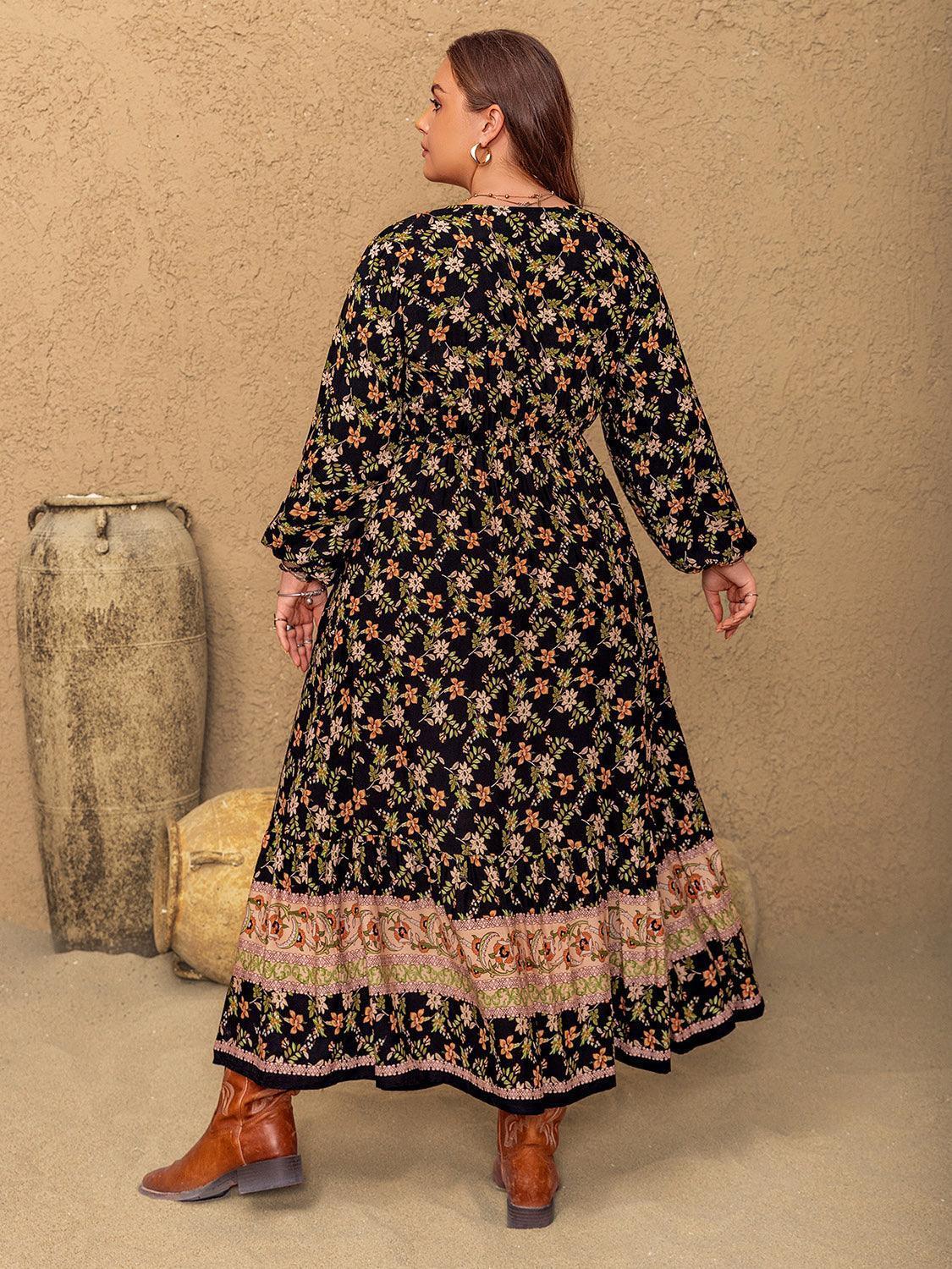V-Neck Balloon Sleeve Dress