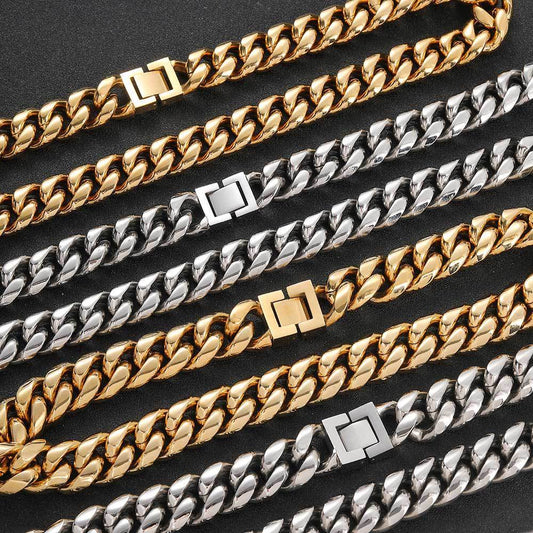 Jewelry Buckle Stainless Steel Cuban Link Chain Encrypted Titanium Steel Necklace