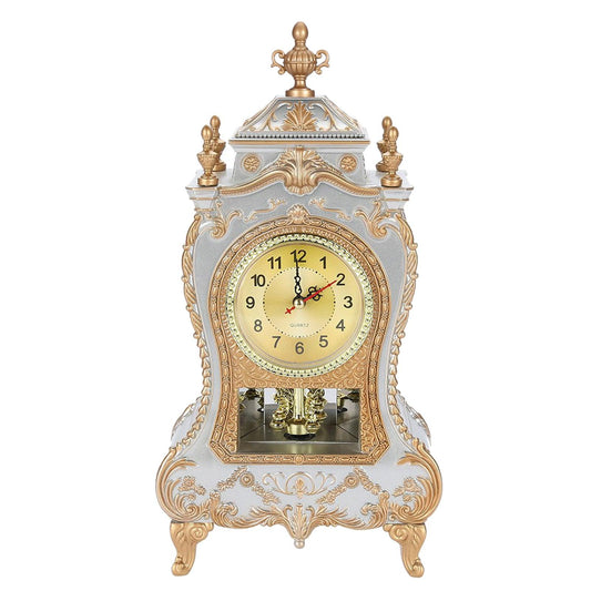 Vintage Style Plastic Table Clock Antique Home Hotel Decorative Desk Alarm Clocks(White)