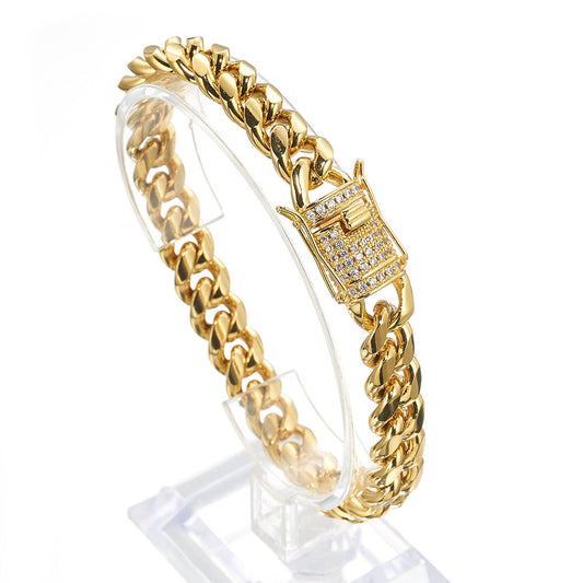 Hot Selling Stainless Steel Cuban Chain Encrypted Titanium Steel Bracelet