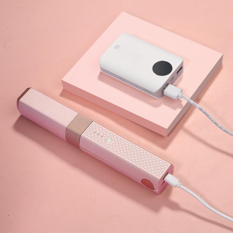 Mini ceramic hair straightener and curler with USB charging