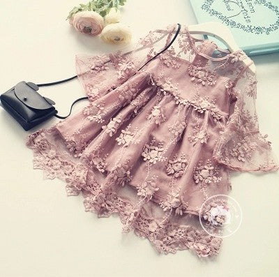 Trumpet sleeve Embroidery Soft skirt Dress
