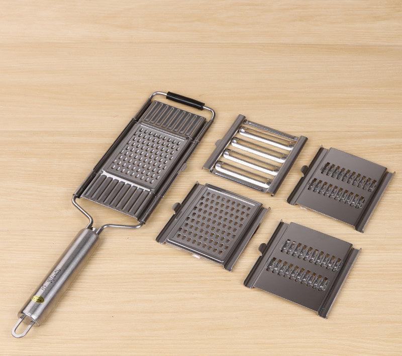 stainless steel grater, slicer, and peeler