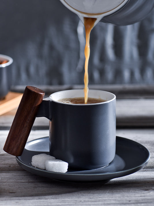 Creative Antique Ceramic Mug With Wooden Handle