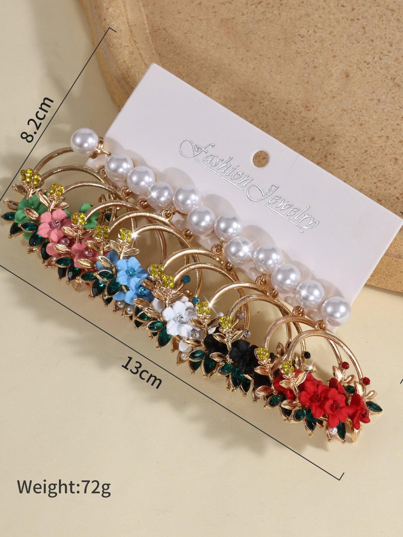 6-piece Set Of Sweet Soft Ceramic Pearl Flower Earrings 