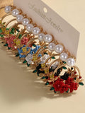 6-piece Set Of Sweet Soft Ceramic Pearl Flower Earrings 