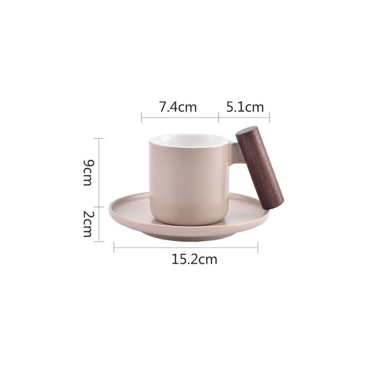Creative Antique Ceramic Mug With Wooden Handle