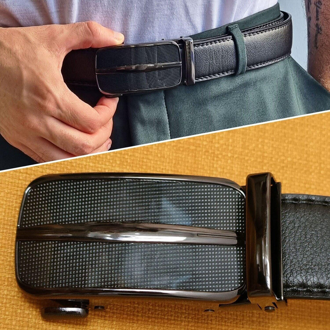 Leather Ratchet Belt Adjustable Buckle