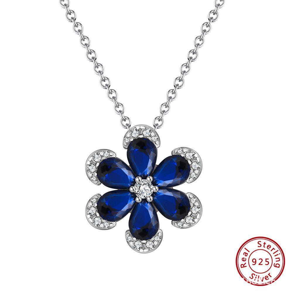 Artificial Sapphire Flower Shaped Necklace
