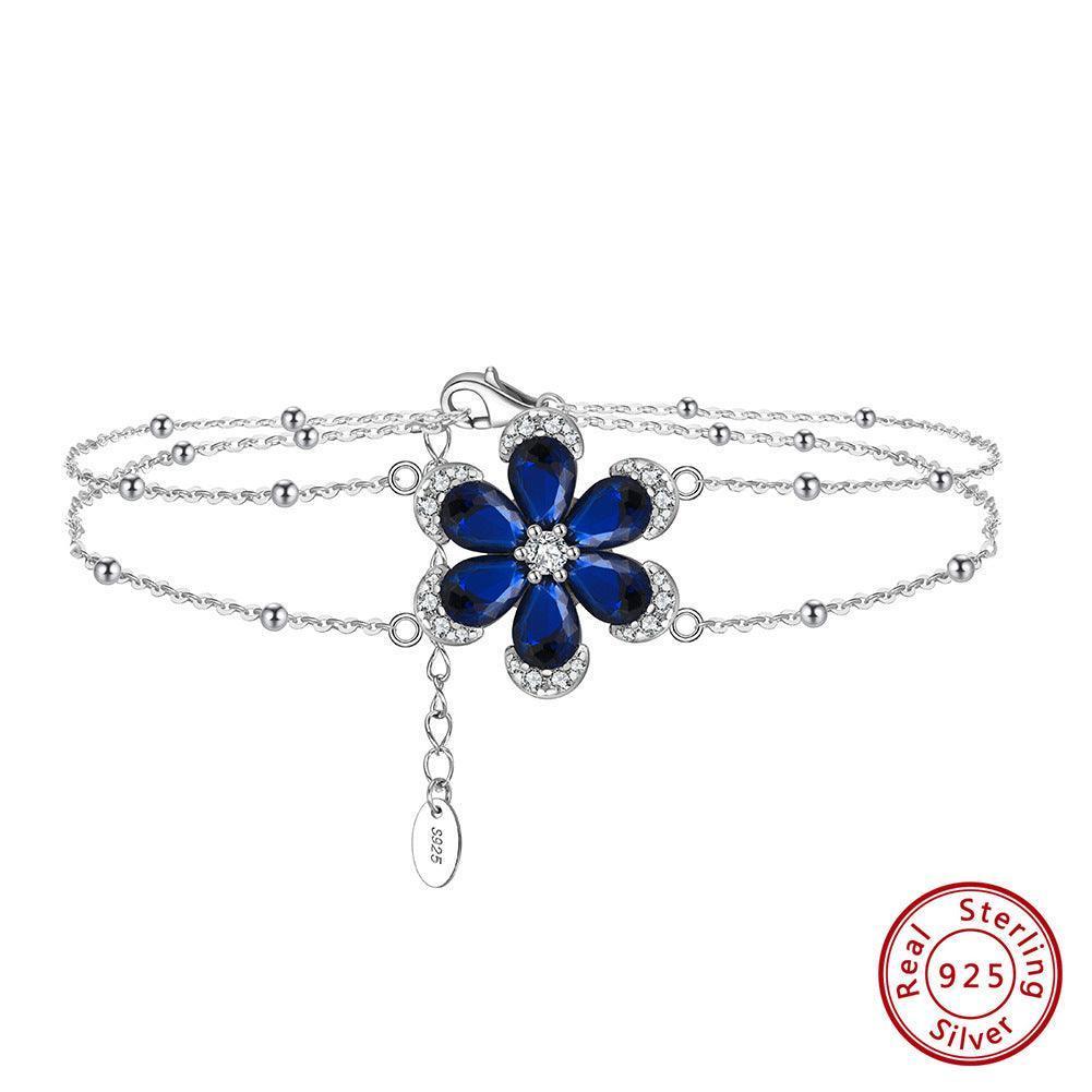 Artificial Sapphire Flower Bracelet  