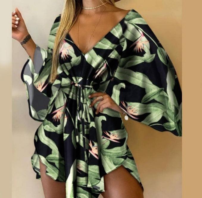 printed Lace-up dresses for autumn