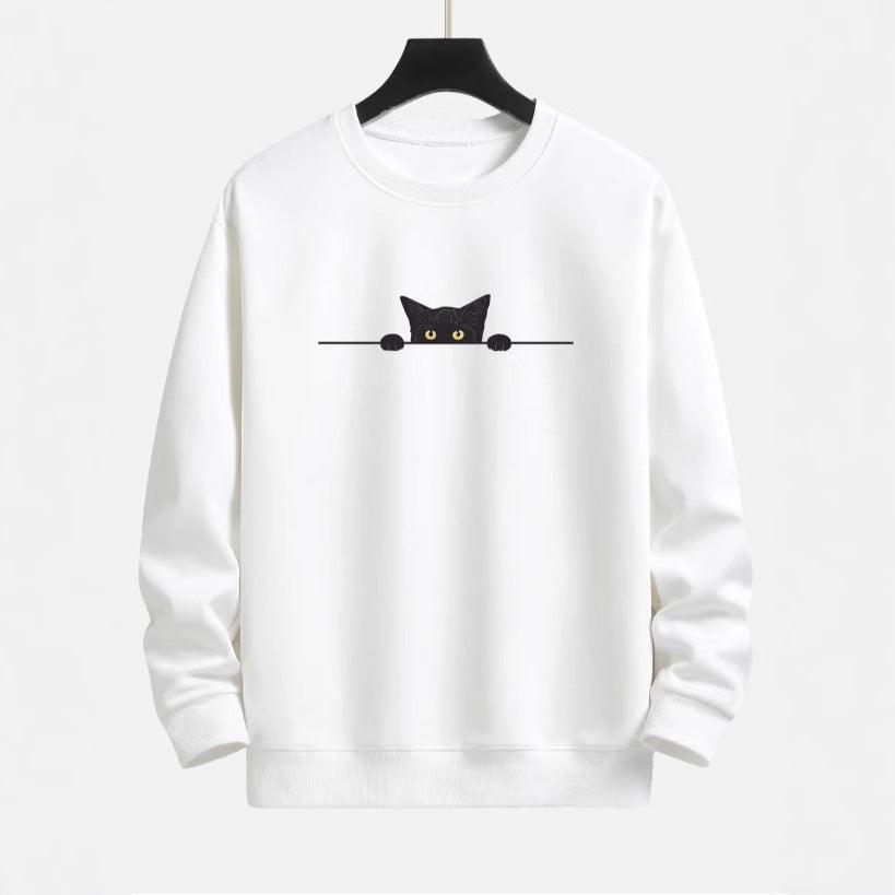  Cat Print Neck Sweater