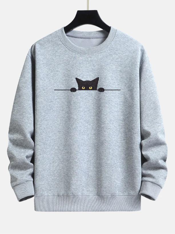  Cat Print Neck Sweater