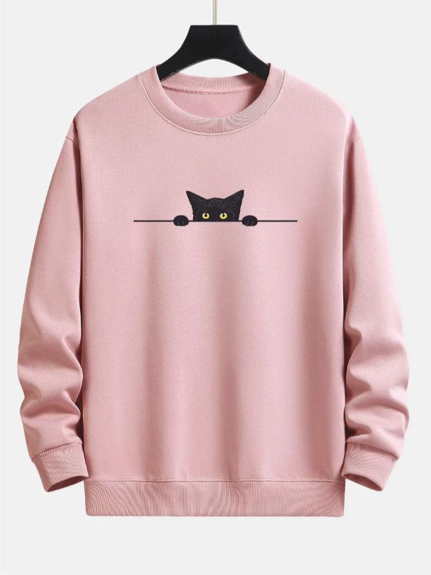  Cat Print Neck Sweater