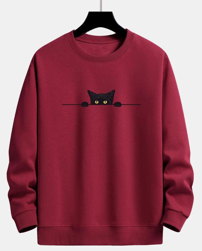  Cat Print Neck Sweater