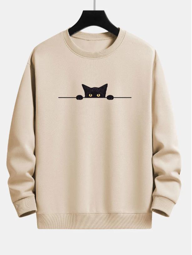  Cat Print Neck Sweater