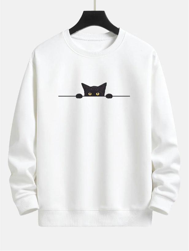  Cat Print Neck Sweater