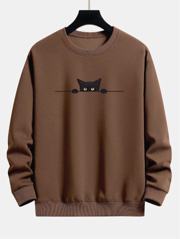  Cat Print Neck Sweater