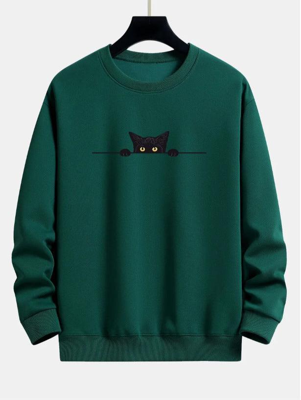  Cat Print Neck Sweater
