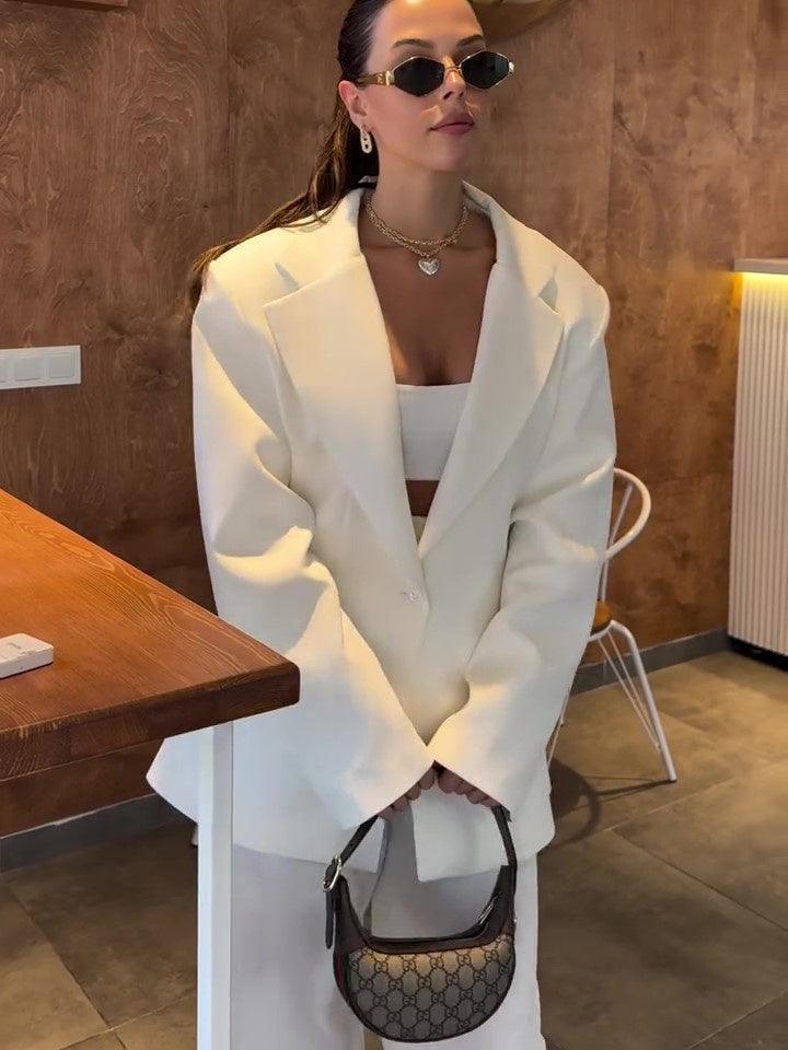 Elegant Solid Color Loose Blazer Stylish Comfortable and Perfect for Every Occasion - Awesome Marketplace