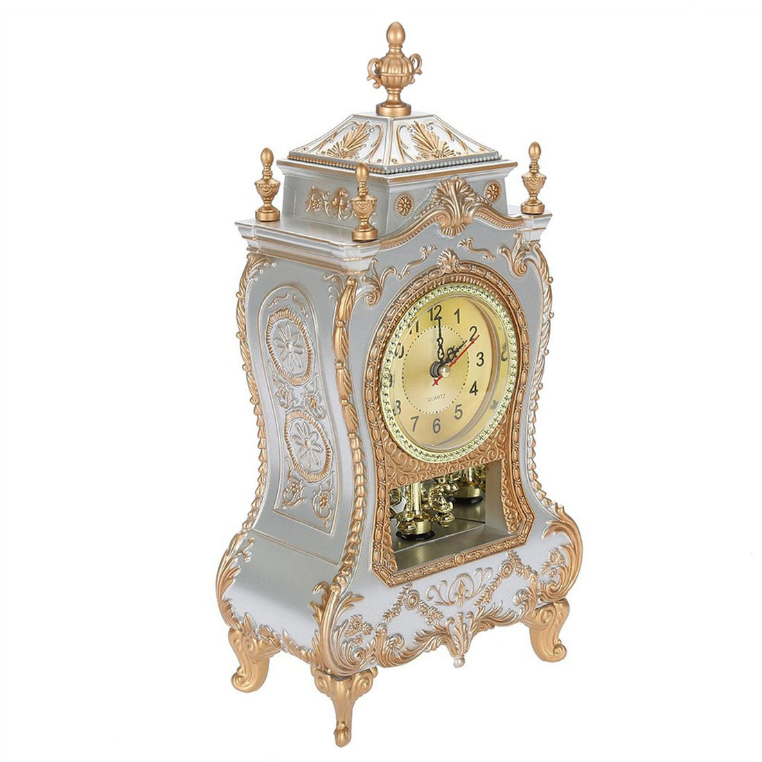 Vintage Style Plastic Table Clock Antique Home Hotel Decorative Desk Alarm Clocks(White)