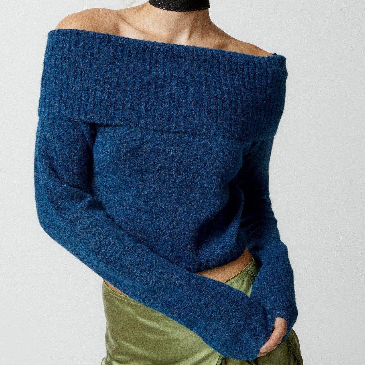Women's Top Solid Color Off-the-neck Lapel - Awesome Marketplace