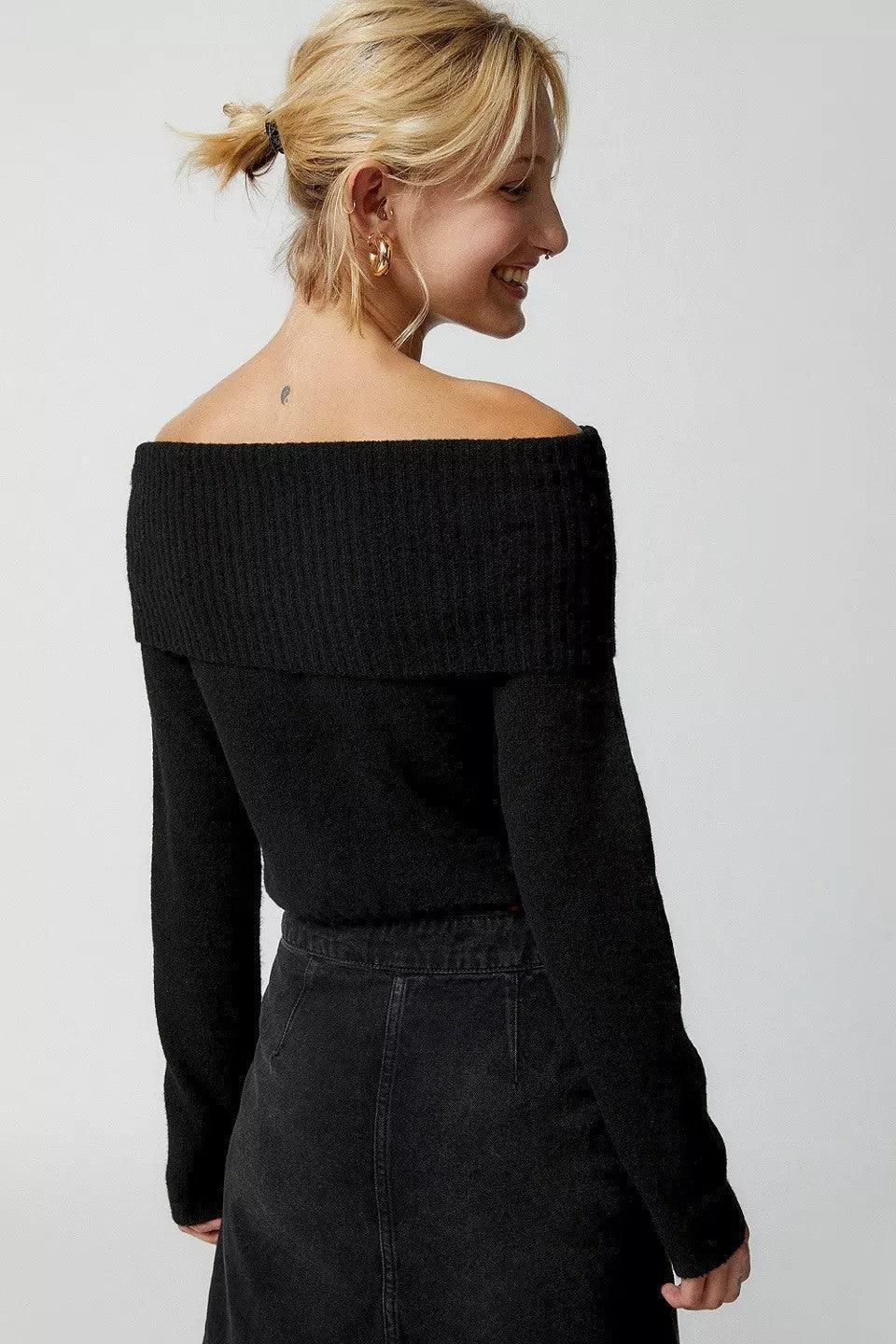 Women's Top Solid Color Off-the-neck Lapel - Awesome Marketplace